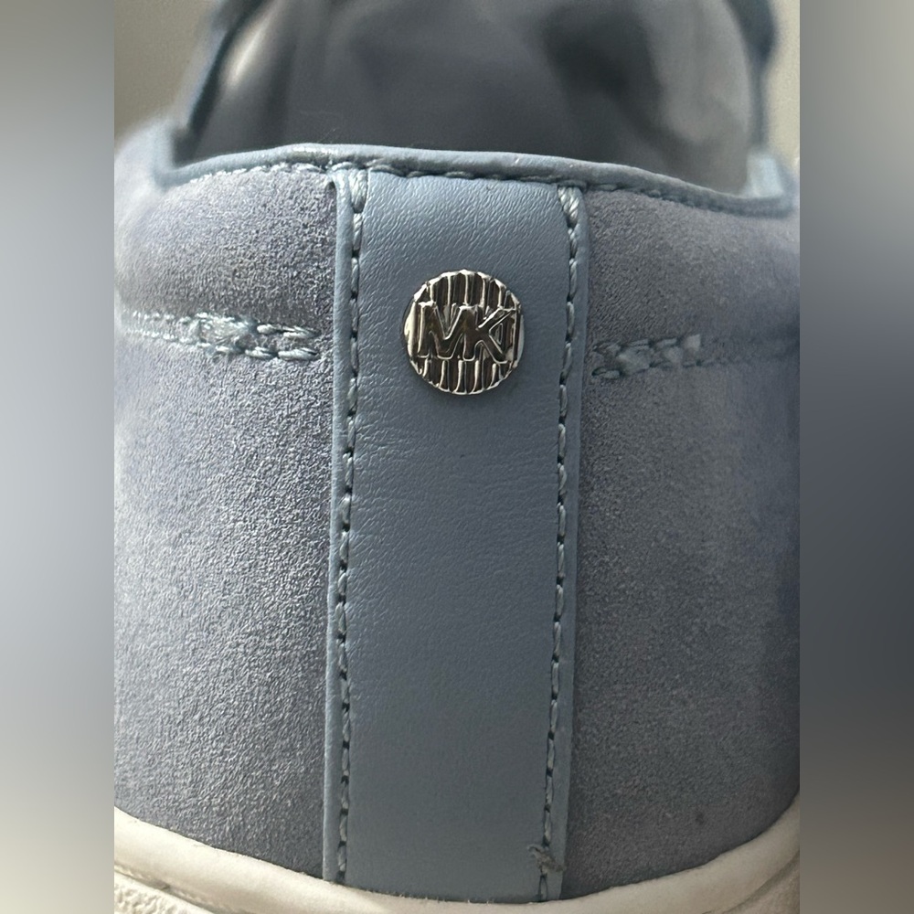 MICHAEL KORS Pale Blue Keaton Embellished Suede Leather Slip-On Sneaker - Picture 4 of 13